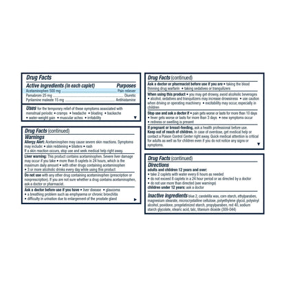Pamprin Multi-Symptom Formula, with Acetaminophen, Menstrual Period Symptoms Relief Including Cramps PamprinBuy Supplements Australia