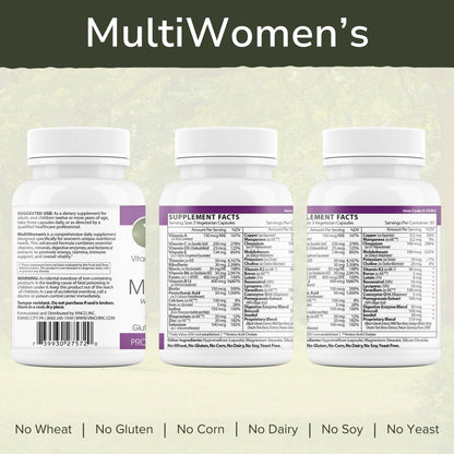 Vinco Inc - MultiWomen’s with Digestive Enzymes Daily Supplement | (90 Capsules) | Multivitamin for Women | Supports Energy, Hormone Balance, Immunity & Digestion | Gluten Free & Vegetarian VincoBuy Supplements Australia