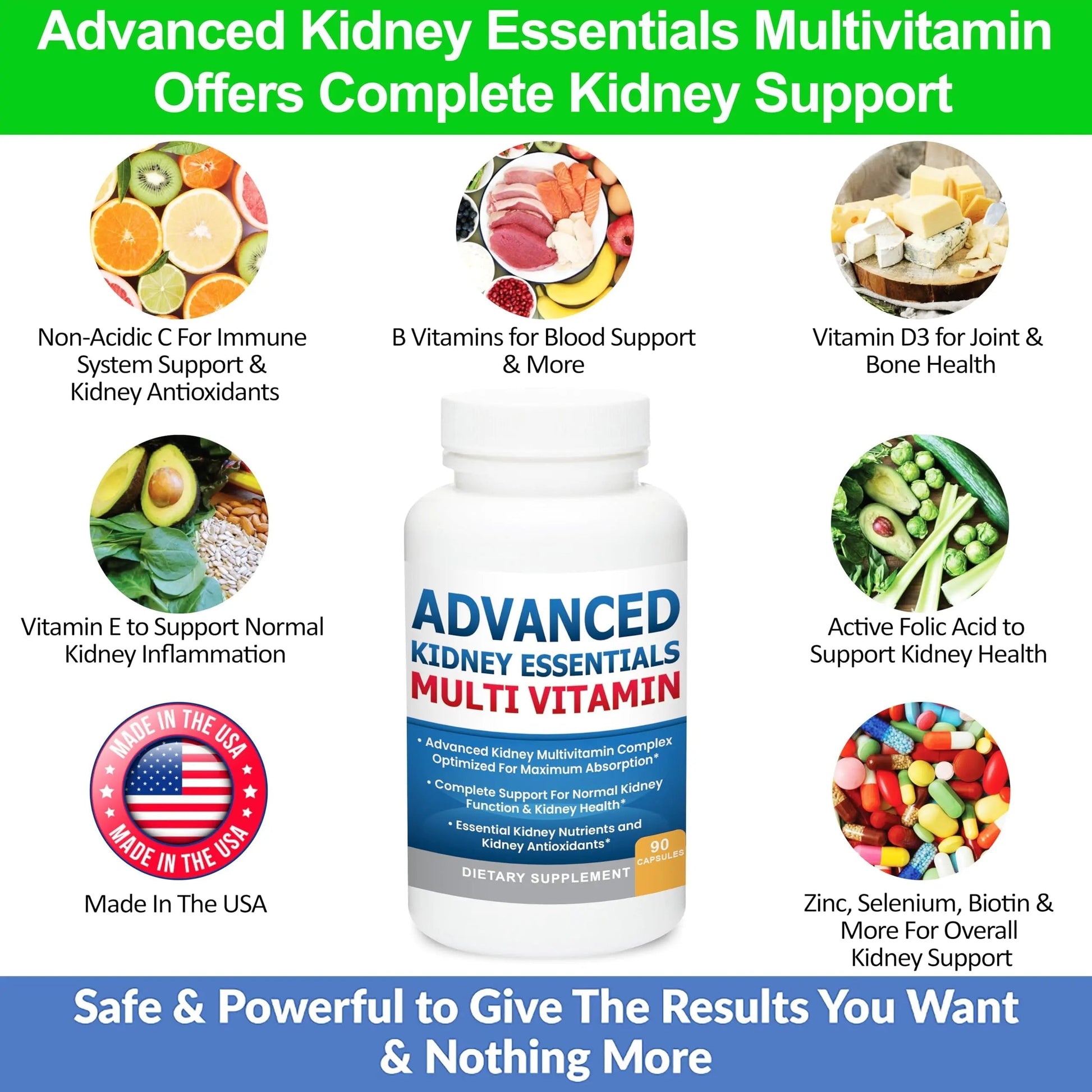 Advanced Kidney Essentials Multivitamin. Kidney Support Supplement for Complete Kidney Health. Kidney Health Supplement Kidney Restore
