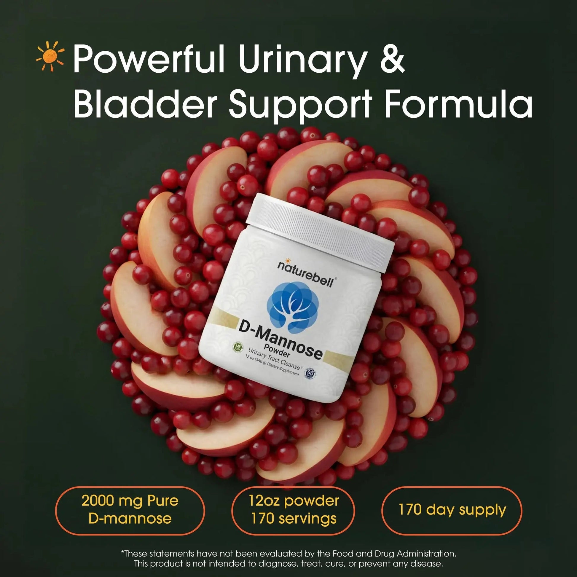 NatureBell D-Mannose Powder - 12oz - High Potency 2g Per Scoop - Fast Acting Support for Healthy Urinary Function & Bladder Wellness* - Pure, Filler-Free Non-GMO Powder NatureBellBuy Supplements Australia