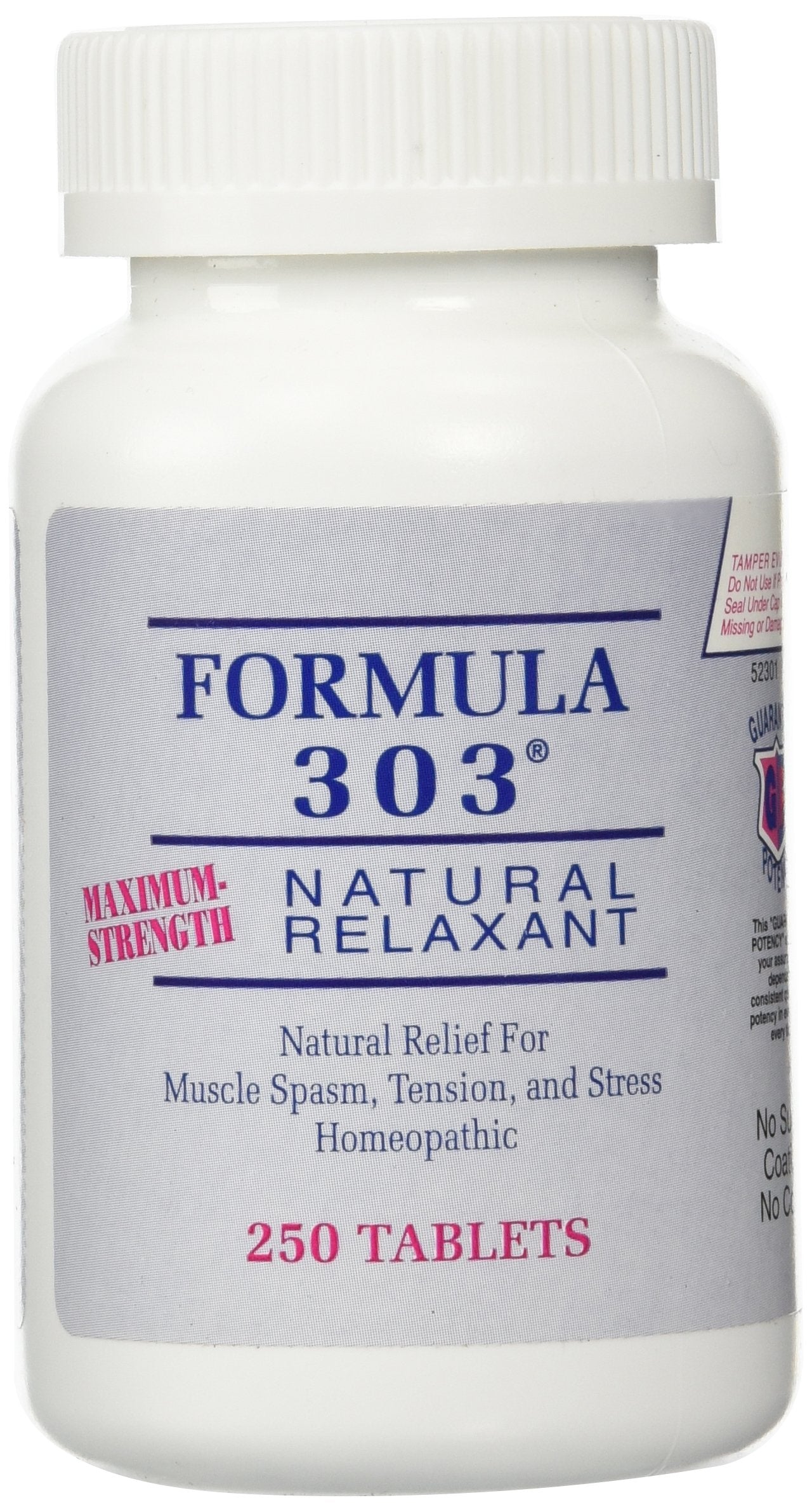 Dee Cee Labs Formula 303 Maximum Strength All-Natural Relaxant Tablets, 250 Tablets; All-Natural Relaxant containing Magnesium for Sore Muscles, Passion Flower, and Valerian Root Dee Cee LaboratoriesBuy Supplements Australia