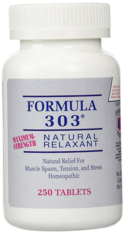 Dee Cee Labs Formula 303 Maximum Strength All-Natural Relaxant Tablets, 250 Tablets; All-Natural Relaxant containing Magnesium for Sore Muscles, Passion Flower, and Valerian Root Dee Cee LaboratoriesBuy Supplements Australia