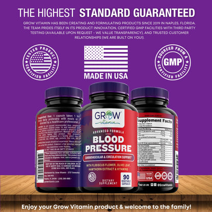 grow vitamin Blood Pressure Formula - Herbal Blend, Non-GMO, Gluten-Free - 90 Capsules grow vitaminBuy Supplements Australia