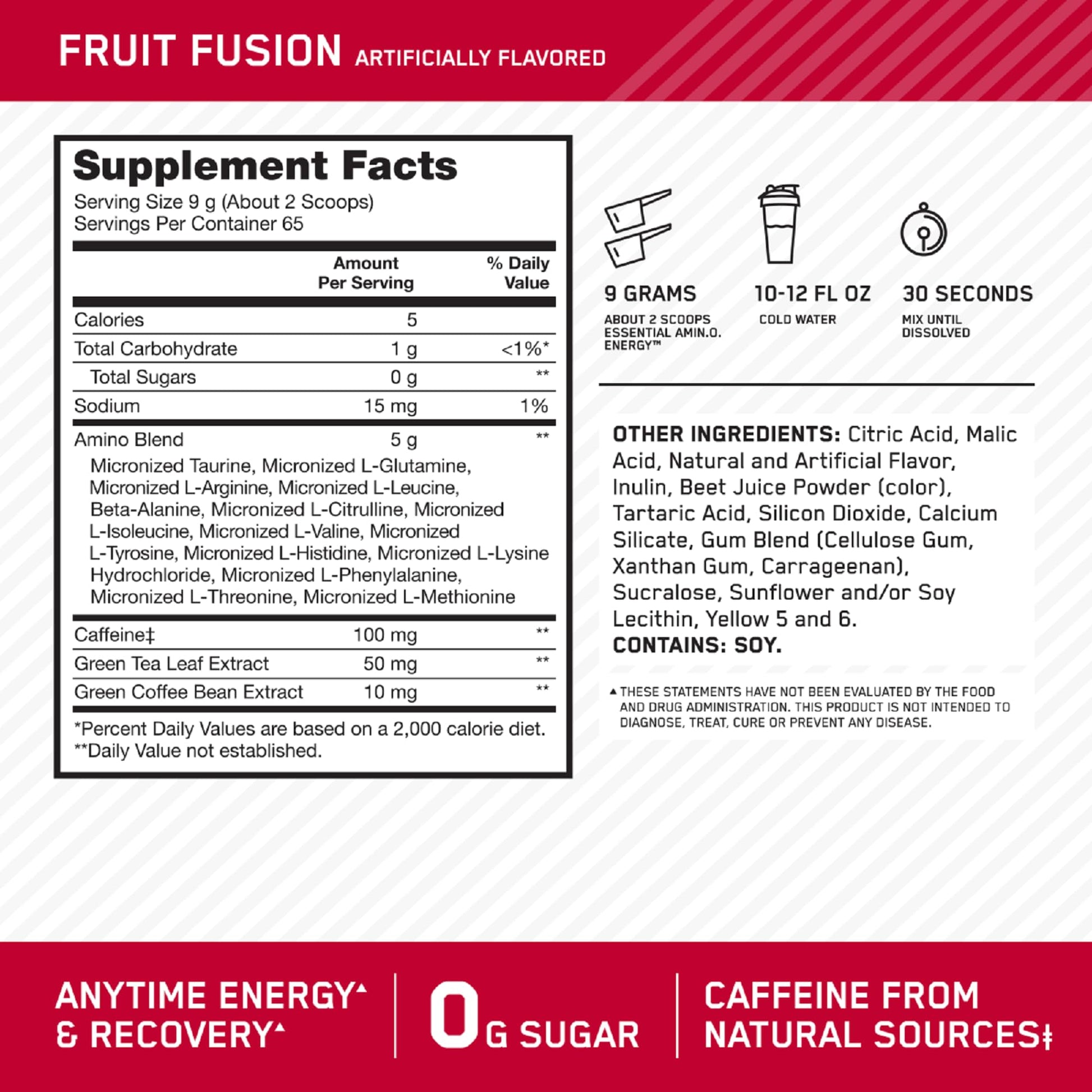 Optimum Nutrition Amino Energy - Pre Workout with Green Tea, BCAA, Amino Acids Optimum NutritionBuy Supplements Australia