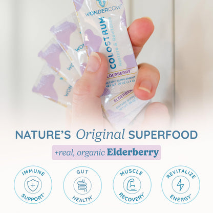WONDERCOW Colostrum Supplement Powder for Gut Health, Immune Support & Wellness | Natural IgG Pure Whole Bovine Colostrum Superfood, Elderberry, 30 Servings WONDERCOWBuy Supplements Australia