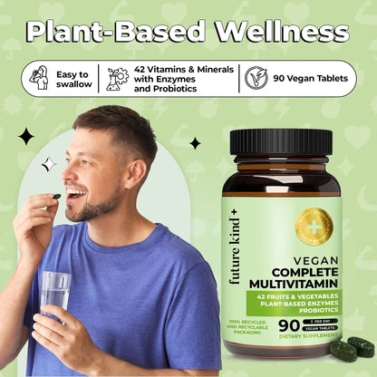 Future Kind Vegan Multivitamins Complete - 42-in-1 Vegan Multivitamins for Women & Men with Enzymes, B12, Zinc, & Probiotics Future KindBuy Supplements Australia