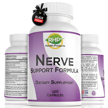 RHP Nerve Support Formula. Nutritional Support of Neuropathy, Nerve Relief from Aches, Nerve Pain & Discomfort. B-Complex with Benfotiamine and Methyl B12. 120 Capsules RHPBuy Supplements Australia