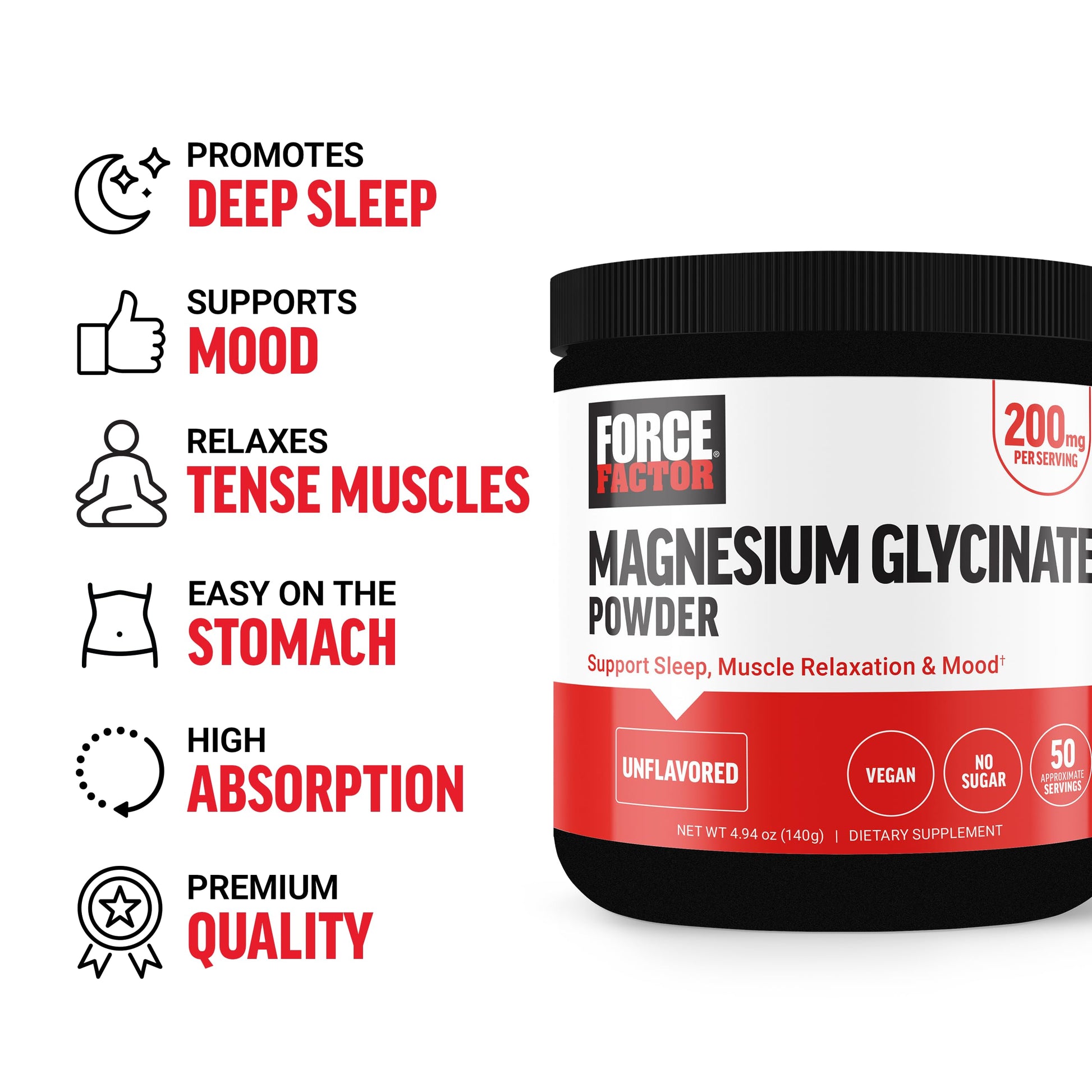 Force Factor Magnesium Glycinate 200mg, Magnesium Supplement for Women and Men to Support Sleep, Muscle Relaxation, and Mood, High Absorption, Vegan, 50 Servings Force FactorBuy Supplements Australia