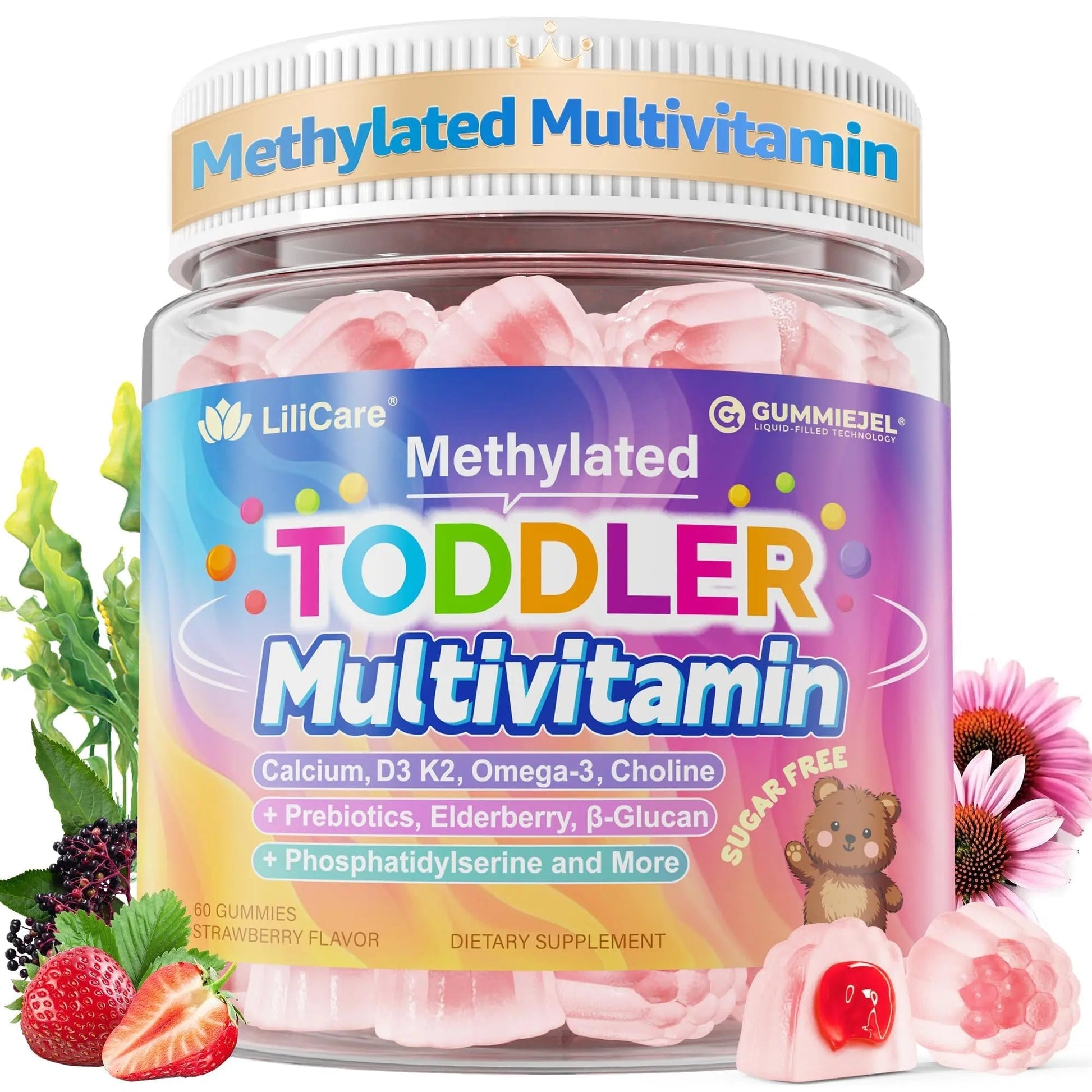 Toddler Multivitamin Gummies with Iron, Omega-3, ARA, Calcium, Prebiotic | Methylated Vitamins for Kids Ages 2+ | Overall Support | LILICAREBuy Supplements Australia