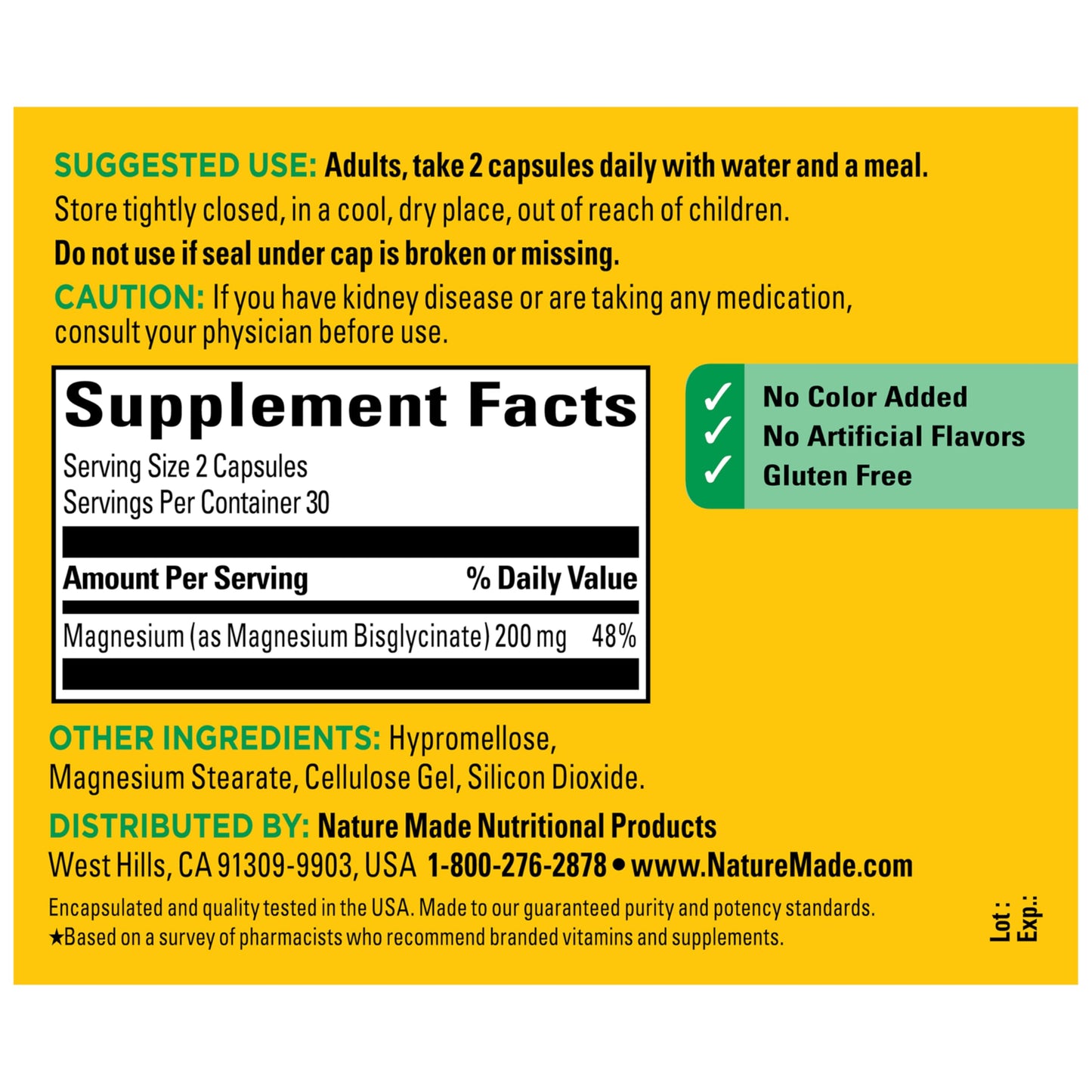 Nature Made Magnesium Glycinate 200 mg per Serving, Magnesium Supplement for Muscle, Heart, Nerve and Bone Support, 60 Magnesium Bisglycinate Capsules, 30 Day Supply Nature MadeBuy Supplements Australia