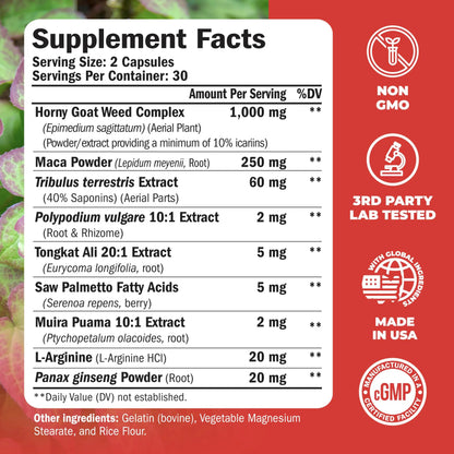 Vimerson Health Multivitamin for Men & Tongkat Ali for Men with Horny Goat Weed, Maca Root Powder, Tribulus Terrestris, Saw Palmetto Extract Vimerson Health