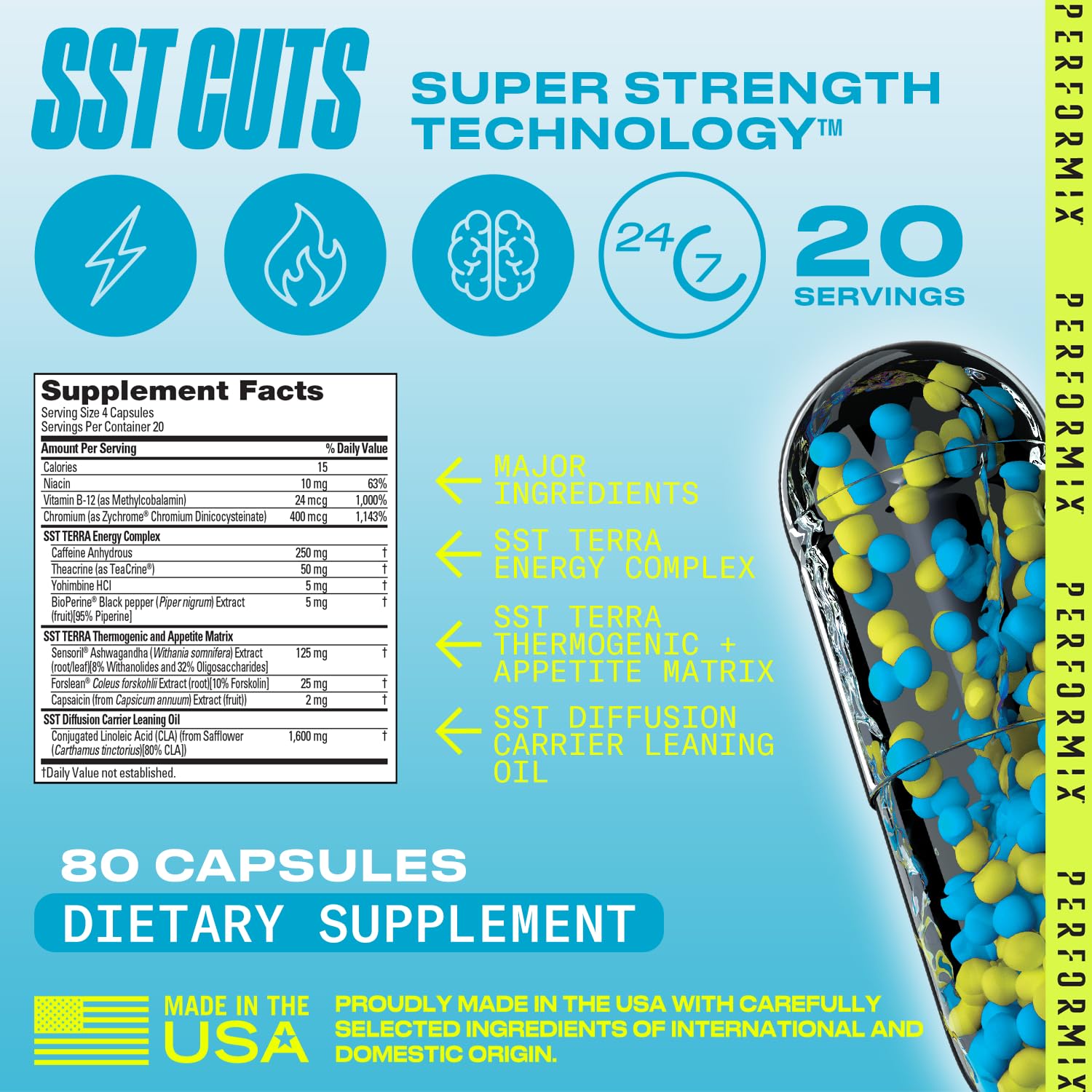PERFORMIX - SST Cuts - Thermogenic with CLA - Energy, Focus & Mood - Metabolism Support PERFORMIXBuy Supplements Australia