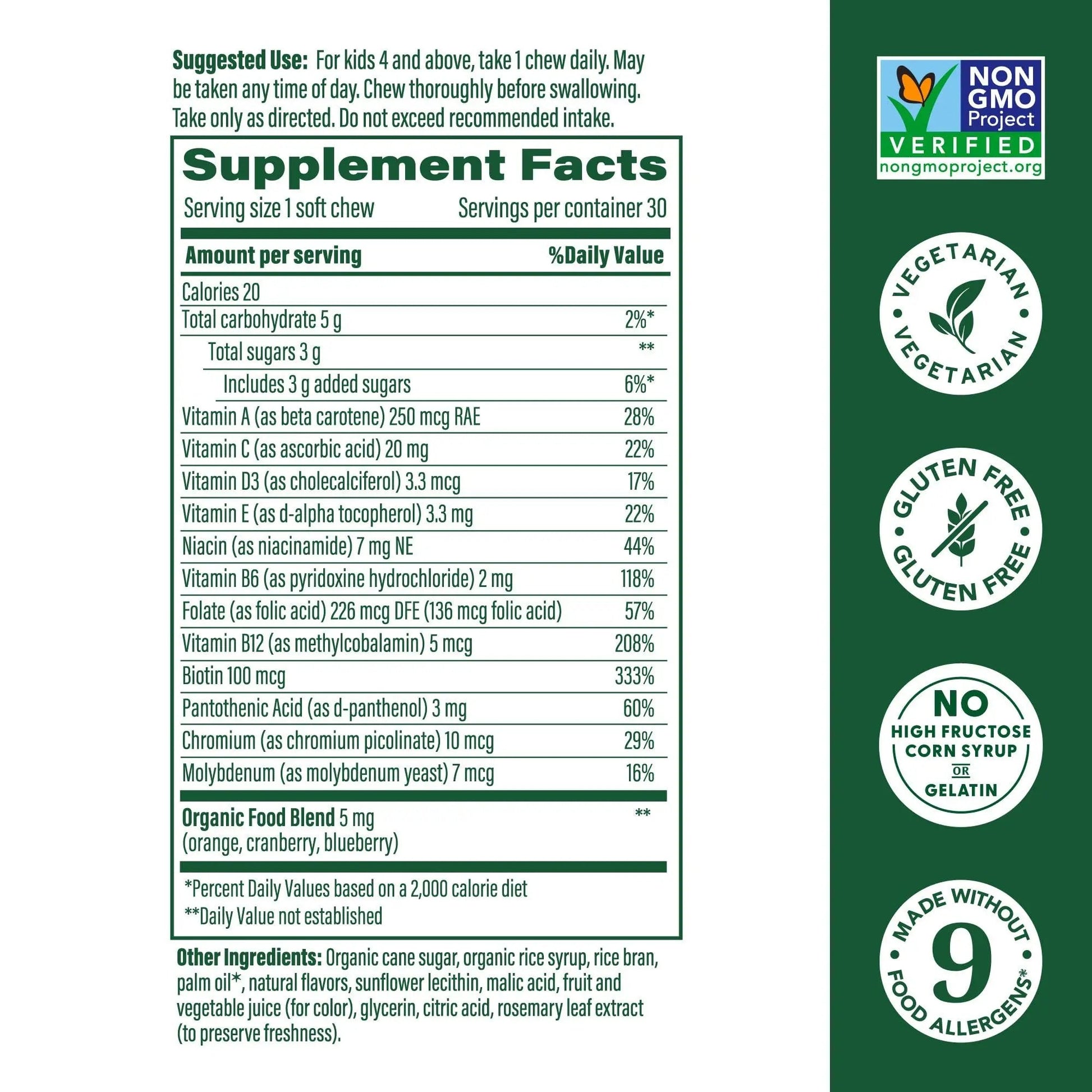 MegaFood Kids One Daily Multivitamin Soft Chews - Kids Vitamins with Vitamin B, Vitamin C, Vitamin D & Vitamin E - Age 4+, Vegetarian MegaFoodBuy Supplements Australia