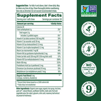 MegaFood Kids One Daily Multivitamin Soft Chews - Kids Vitamins with Vitamin B, Vitamin C, Vitamin D & Vitamin E - Age 4+, Vegetarian MegaFoodBuy Supplements Australia