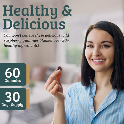 SUNMED Supergreens Daily Gummies – Wellness Blend with Ashwagandha, Green Tea, Spirulina, Probiotics, Antioxidants & Detox Support for Immunity, Gut, Skin & Brain Health | Wild Raspberry, 60ct SUNMEDBuy Supplements Australia
