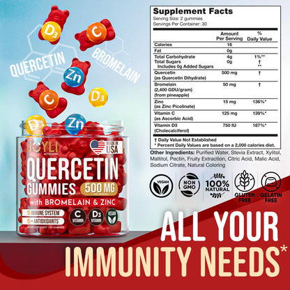 JOYLI Quercetin Gummies - Pure Quercetin with Bromelain Zinc Vitamin C & Vitamin D3 JOYLI NutritionBuy Supplements Australia