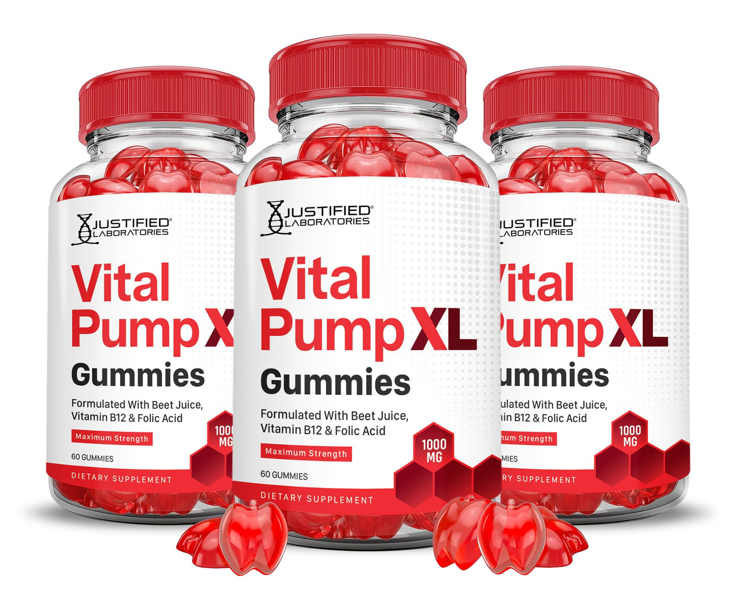 Justified Laboratories (3 Pack) Vital Pump XL Performance Gummies 1000MG Advanced Formula Vital PumpXL Formulated with Beet Juice ACV Pomegranate Beet Powder B12 Vegan Non GMO 180 Gummys Justified LaboratoriesBuy Supplements Australia