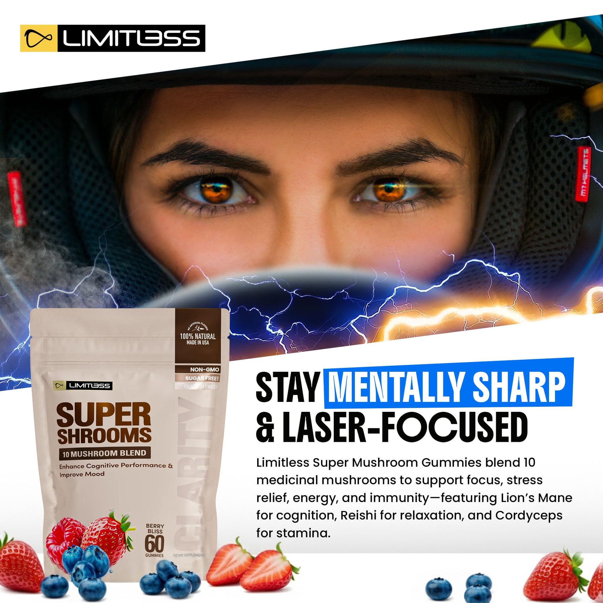 Limitless Supershrooms Smart Focus Gummies - 30 Day Supply LIMITLESS XBuy Supplements Australia