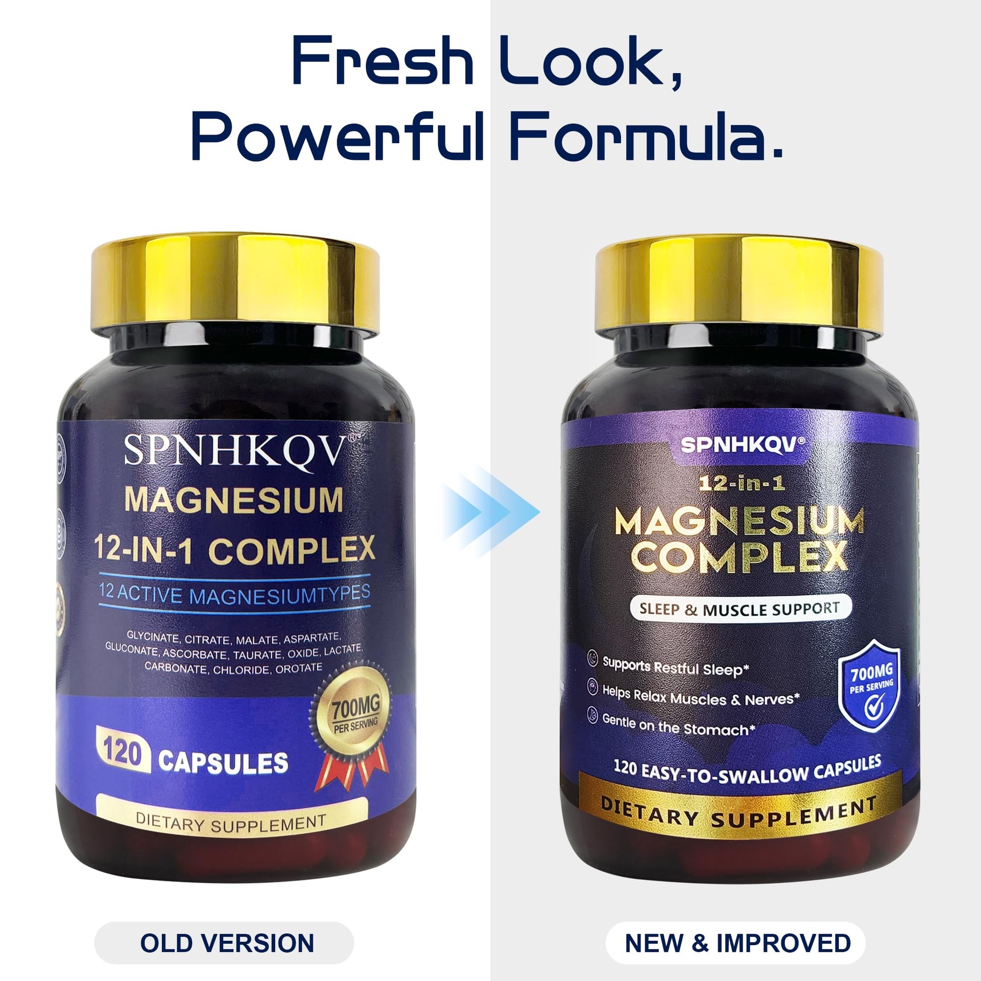 SPNHKQV Magnesium 12-in-1 Complex Supplement – 700mg High Absorption Magnesium Glycinate Capsules for Women & Men – Muscle, Nerve & Sleep Support – 120 Vegan Capsules SPNHKOVBuy Supplements Australia
