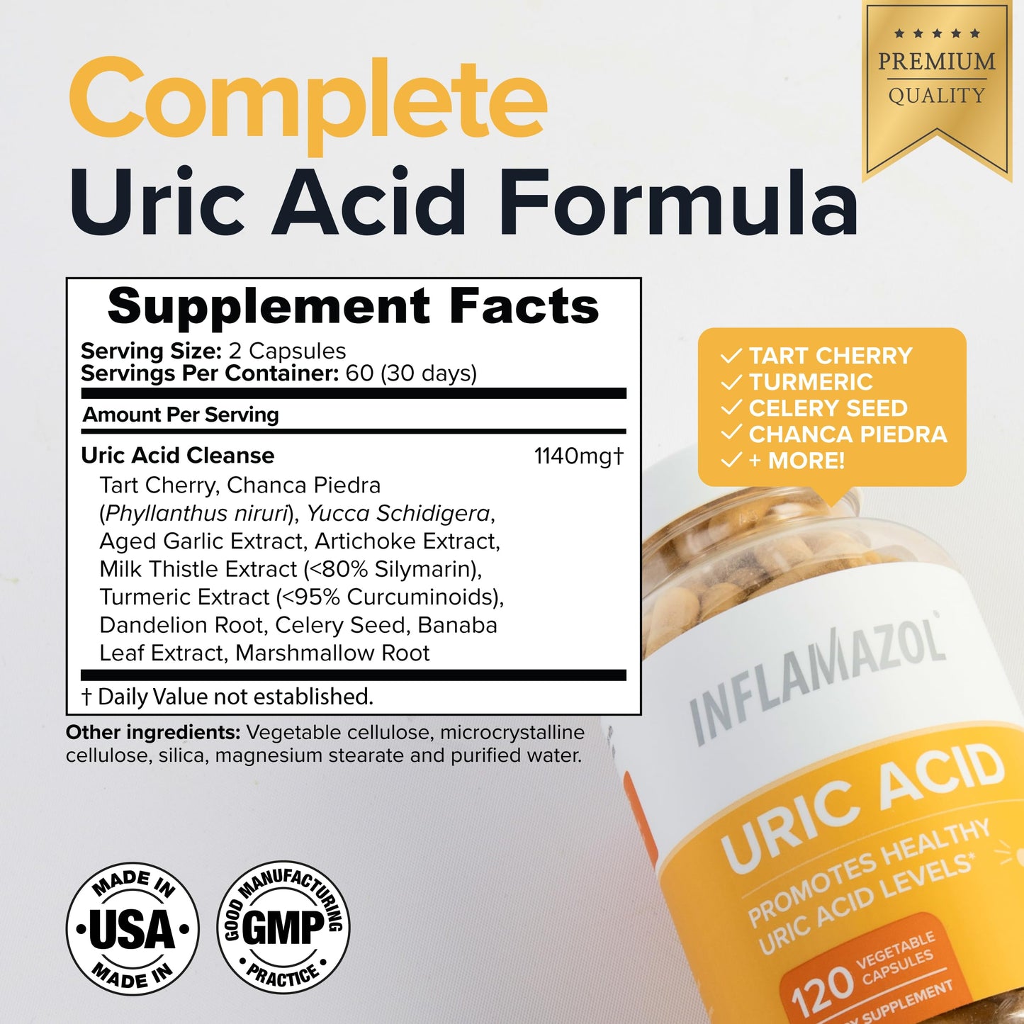 Inflamazol Uric Acid Cleanse – Premium Uric Acid Flush with Tart Cherry, Turmeric & Celery Seed for Joint & Uric Acid Support – Joint Supplements for Men & Women – 120 Capsules InflamazolBuy Supplements Australia
