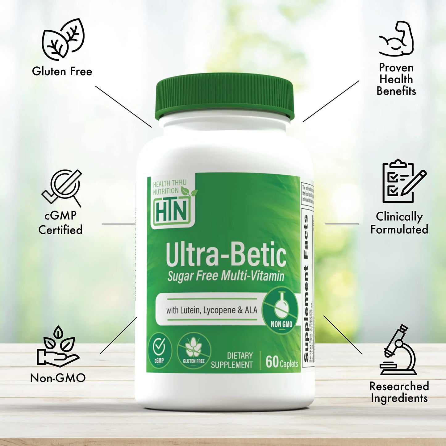 Health Thru Nutrition Ultra-Betic Multivitamin 60 Count | Supports Nerve, Vision, Energy | with ALA, Lycopene | Health Thru NutritionBuy Supplements Australia