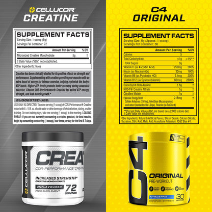 Cellucor Pre Workout & Creatine Bundle, C4 Original Pre Workout Powder, Icy Blue Razz CellucorBuy Supplements Australia