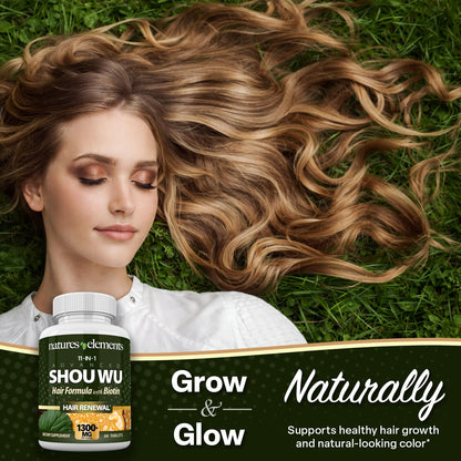 Natures Elements Advanced Shou Wu for Gray Hair – Prepared He Shou Wu for Hair Growth with Biotin, Bioperine, Fo-Ti Root & More – 100% Natural – 60 Tablets – Non-GMO, Gluten-Free Natures ElementsBuy Supplements Australia