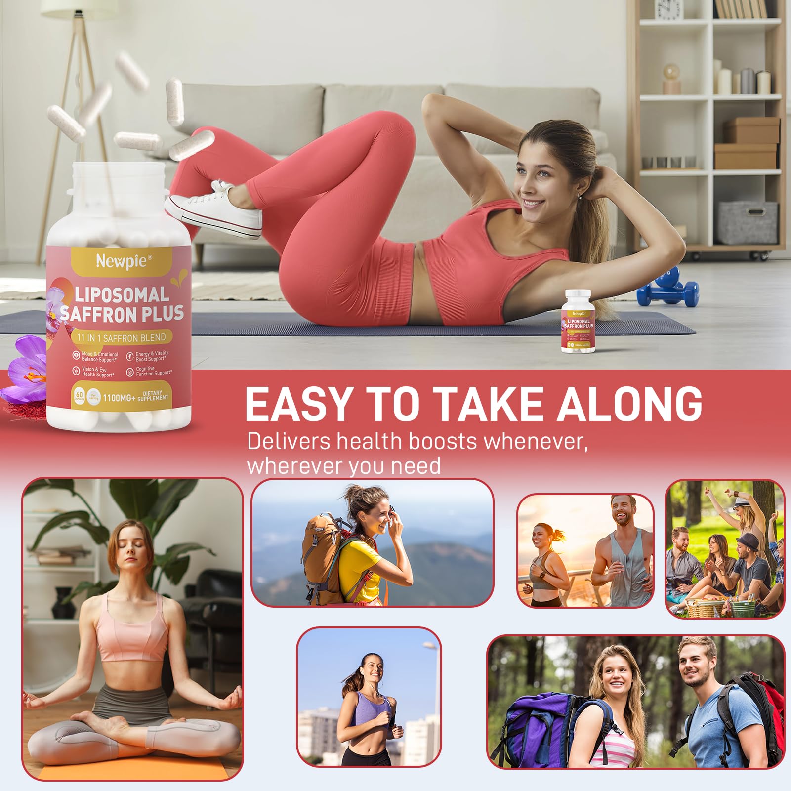 Newpie Saffron Supplements - 100% Pure Saffron Extract Capsules - Natural Mood Enhancer, Supports Eye & Heart Health, Boosts Energy - Premium Supplement for Women & Men（60 Servings (1) NewpieBuy Supplements Australia