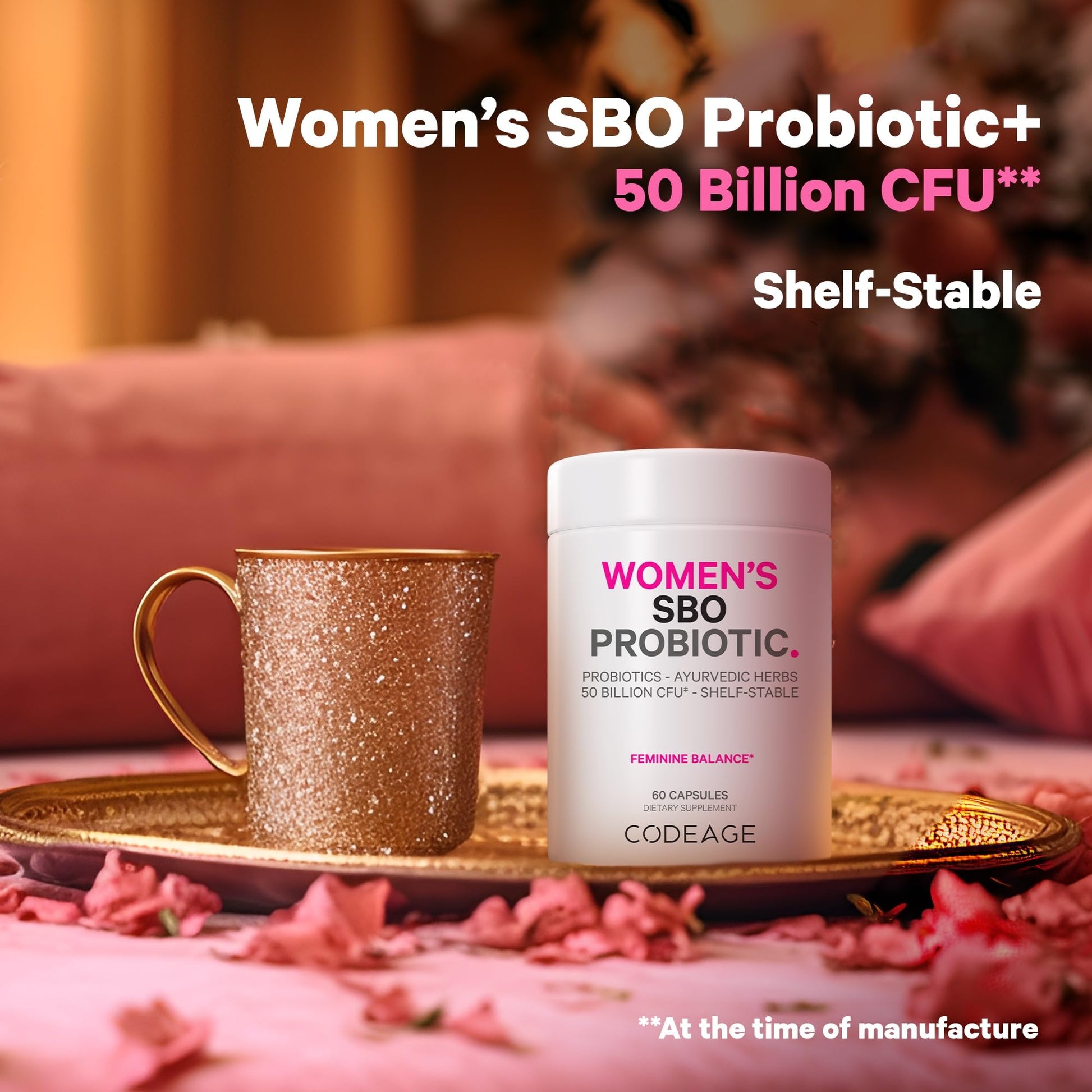 Codeage Women’s Probiotics Supplement - 50 Billion CFUs - SBO Probiotics & Prebiotics - Cranberries - Feminine Health - Fermented Botanical Blend, Whole Food Supplement - Vegan, Non-GMO - 60 Capsules CodeageBuy Supplements Australia