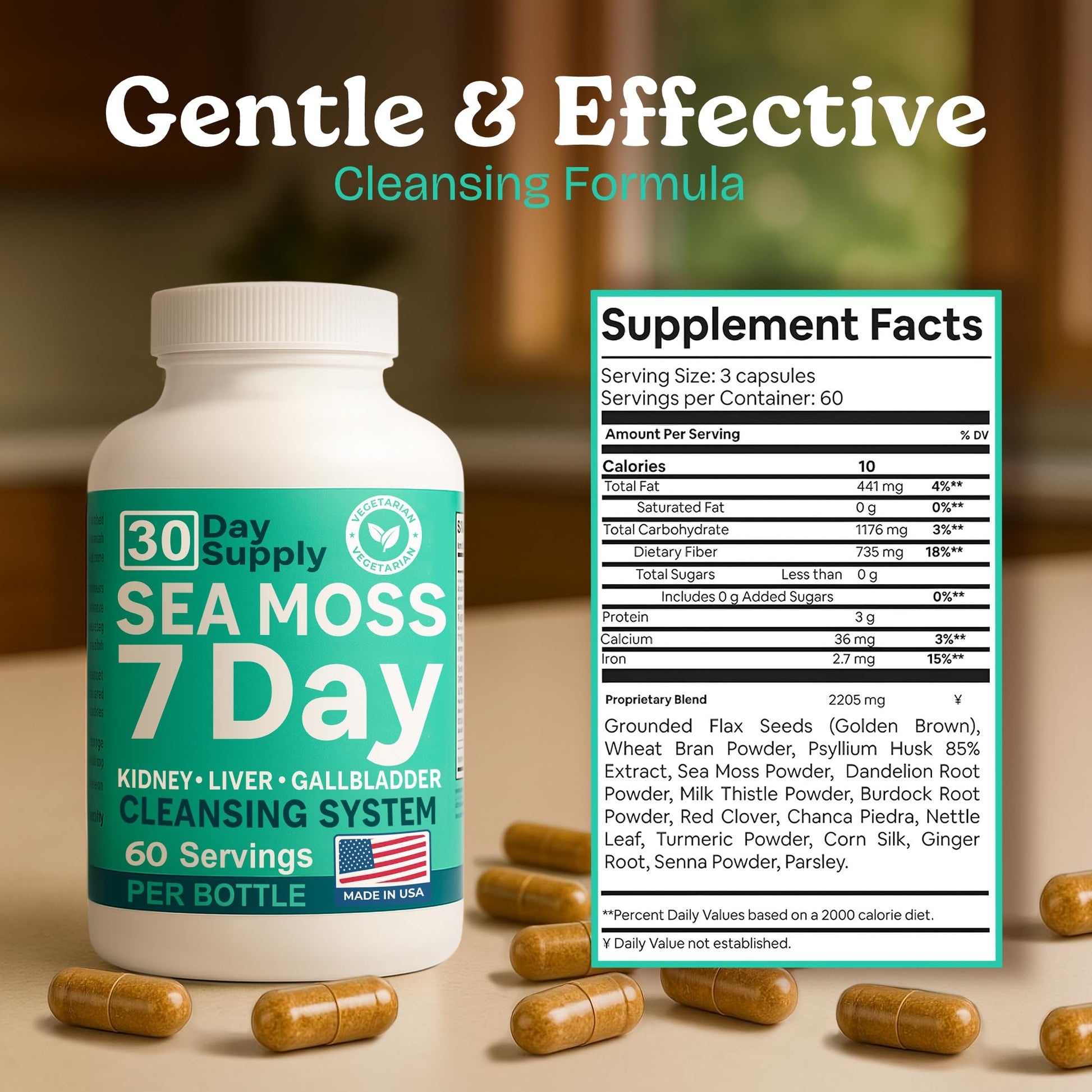 Atlantic Naturals Sea Moss Capsules – 7 Day Herbal Blend for Liver & Gallbladder Wellness – with Dandelion Root, Milk Thistle, Burdock Root, Red Clover & Chanca Piedra – 180 Count Sea Moss Capsules Atlantic NaturalsBuy Supplements Australia
