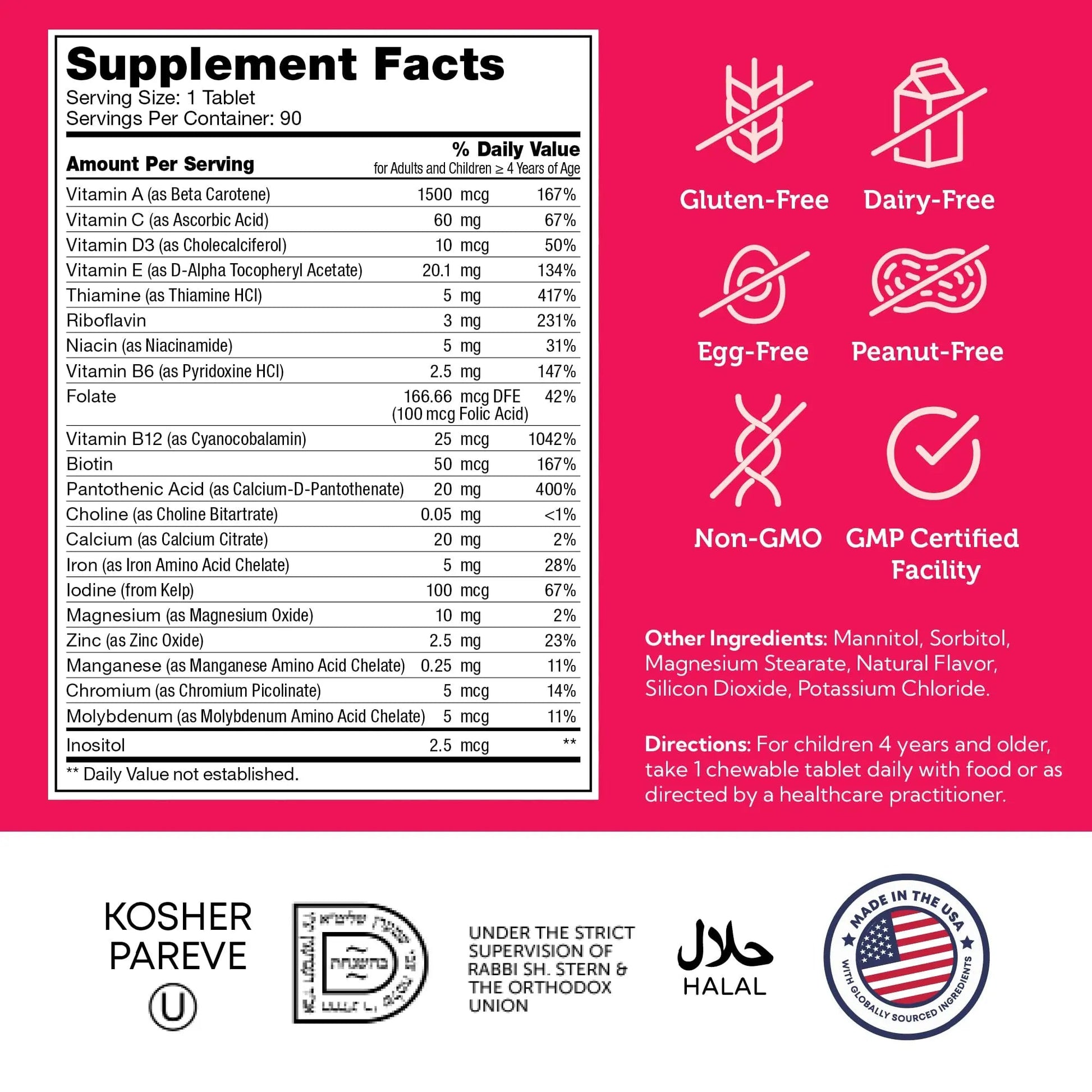 Zahler Kids Multivitamin Chewable Vitamin Tablet - Complete One Daily Vitamins Supplement - Contains 20+ Minerals ZahlerBuy Supplements Australia