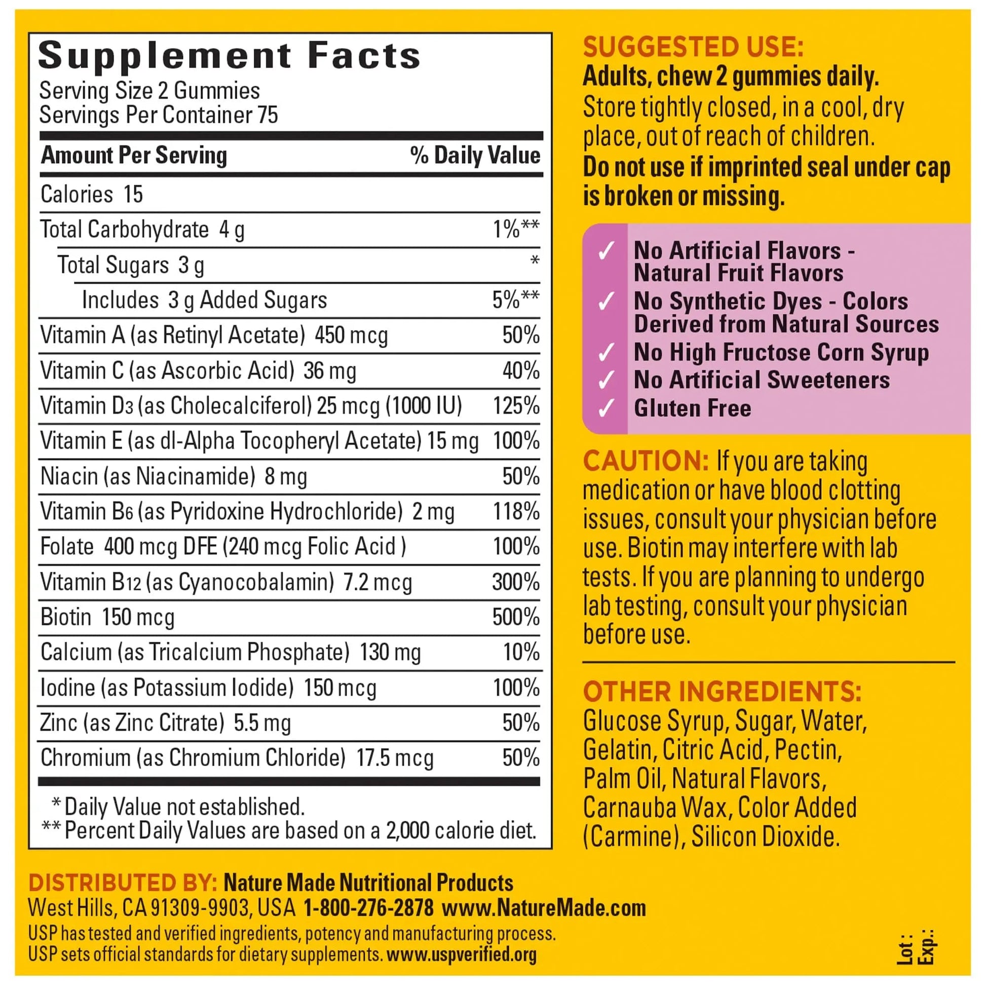 Nature Made Multivitamin Gummies Combo Pack for Him & Her, Tasty Men & Womens Multivitamin with Vitamin C, Vitamin D3, B Vitamins Nature Made