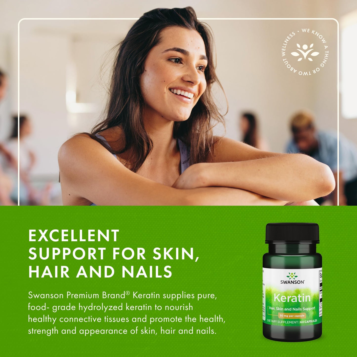 Swanson Keratin (from Tibetan Wool) - Natural Supplement Promoting Healthy Joints, Hair, Skin & Nails - Helps Nourish Healthy Connective Tissues - (60 Capsules, 50mg Each) SwansonBuy Supplements Australia