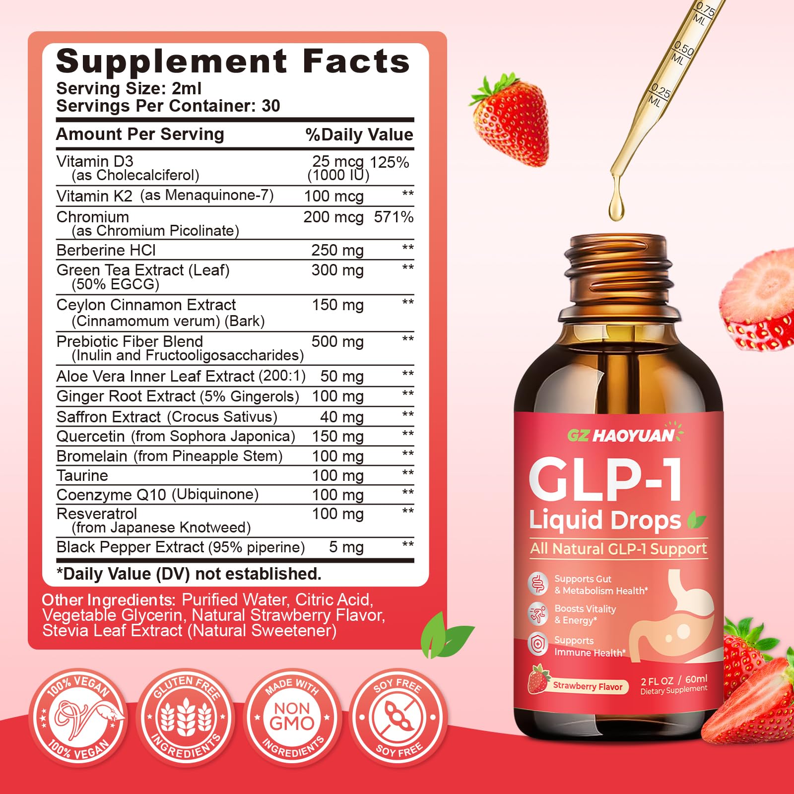 2 Pack GLP-1 Supplement, 16-in-1 GLP-1 Liquid Drops with Berberine, Ceylon Cinnamon, Green Tea, Chromium & Resveratrol, Naturally GLP 1 Support for Metabolism, Gut Digestion, Stawberry Flavor, 4 Fl Oz GZ HAOYUANBuy Supplements Australia