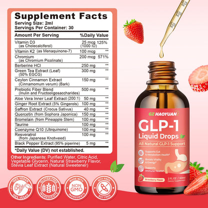 2 Pack GLP-1 Supplement, 16-in-1 GLP-1 Liquid Drops with Berberine, Ceylon Cinnamon, Green Tea, Chromium & Resveratrol, Naturally GLP 1 Support for Metabolism, Gut Digestion, Stawberry Flavor, 4 Fl Oz GZ HAOYUANBuy Supplements Australia