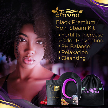 Fivona 3-in-1 Yoni Steam Kit Black - Foldable Over The Toilet Steamer Seat with Herbal Blend and Storage FIVONABuy Supplements Australia