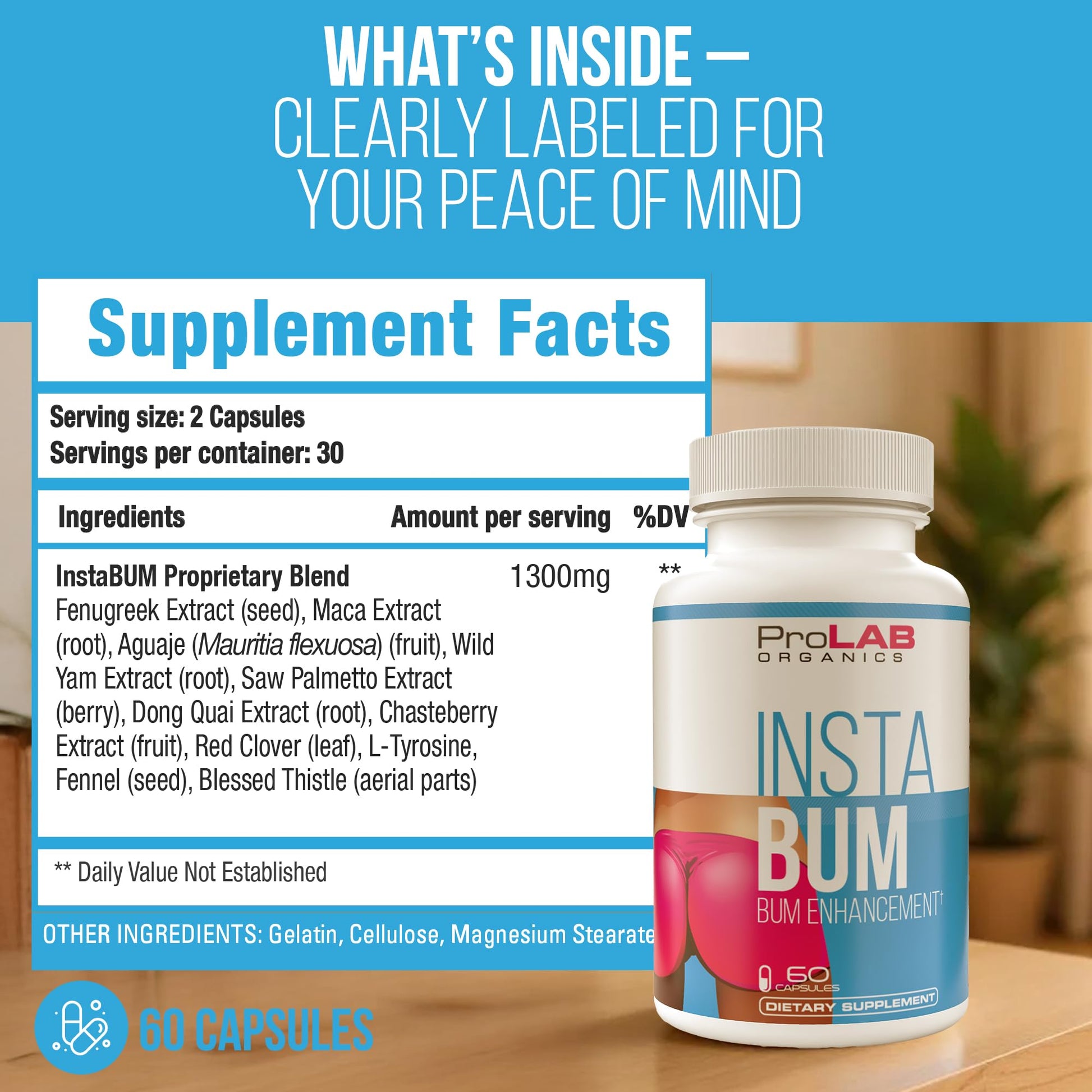ProLab Organics InstaBum Bum Enhancement Pills – Lift, Shape, and Fill Glutes – Fast Growth for Bigger Butt and Hips – No Gummies. Visible Results in 1-2 Weeks ProLab OrganicsBuy Supplements Australia