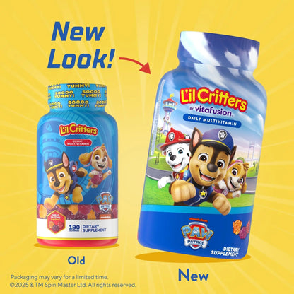 L’il Critters Paw Patrol Gummy Vites Daily Gummy Multivitamin for Kids, Vitamin C, D3 for Immune Support Cherry Lil CrittersBuy Supplements Australia