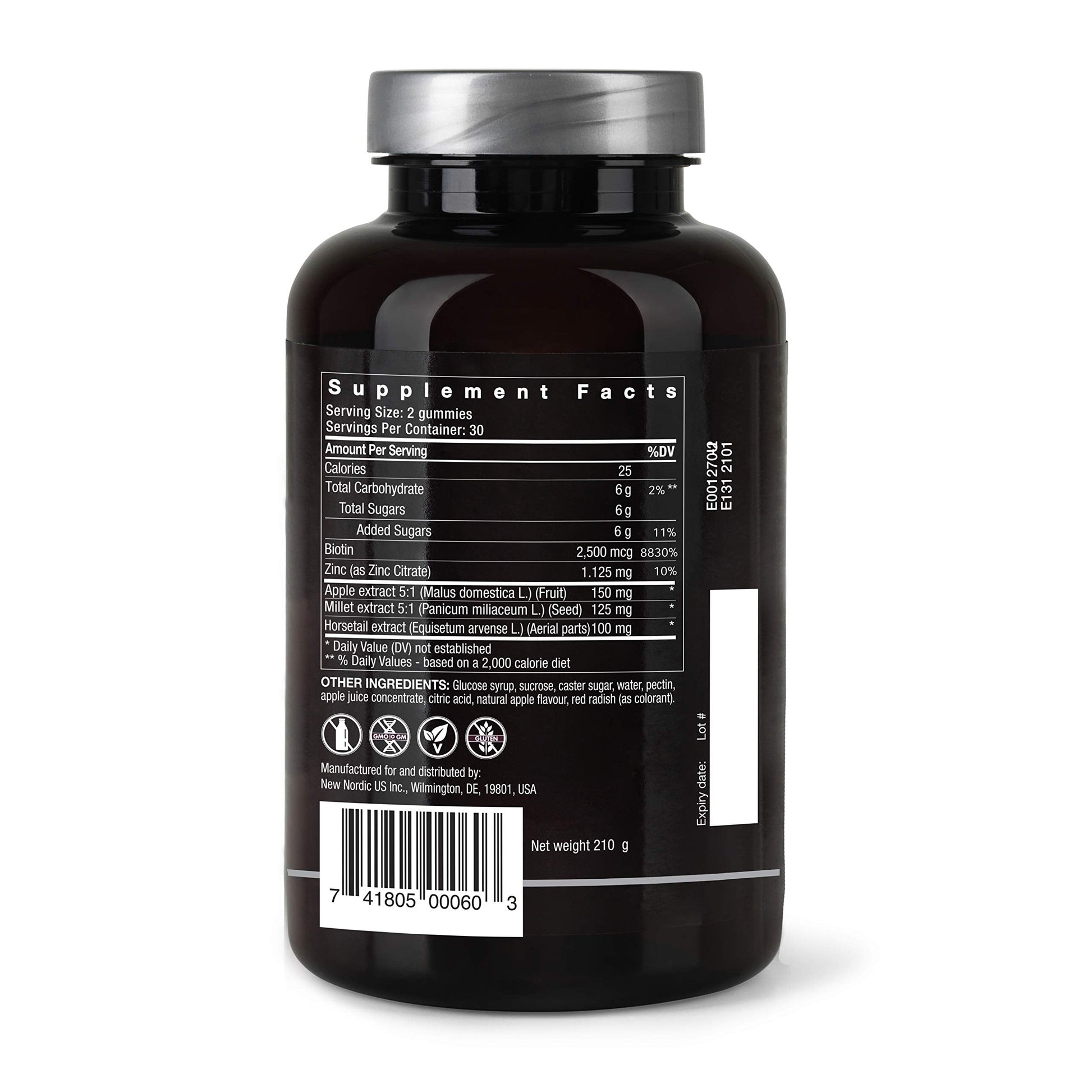 NEW NORDIC Hair Volume Gummies, 2500 mcg Biotin, Daily Hair Vitamins Supplement to Support Hair Skin & Nails, Vegan, 60 Count (Pack of 3) NEW NORDICBuy Supplements Australia