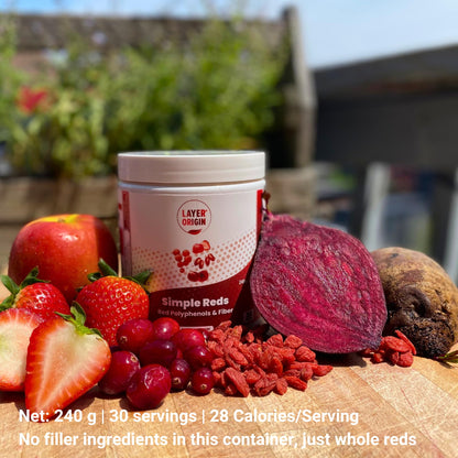 Layer Origin Simple Reds - Organic Red Polyphenols Whole Fruit Powder | Five Real Whole Fruits | 30 Servings Layer OriginBuy Supplements Australia