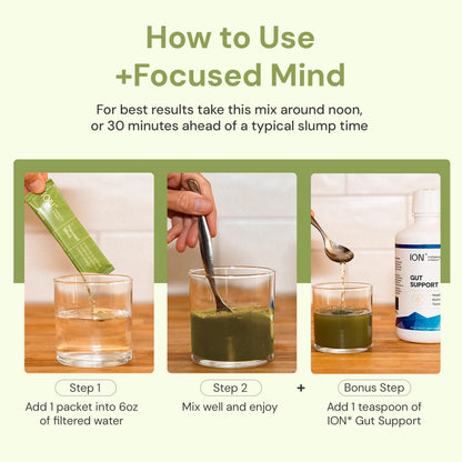 ION* Intelligence of Nature Focused Mind Nootropic Powder Drink Mix - Brain Boost Nootropic Drink with Matcha for Memory, Focus & Relaxation, Brain Supplement for Men & Women, Adults - 20 Packets ION* Intelligence of NatureBuy Supplements Australia