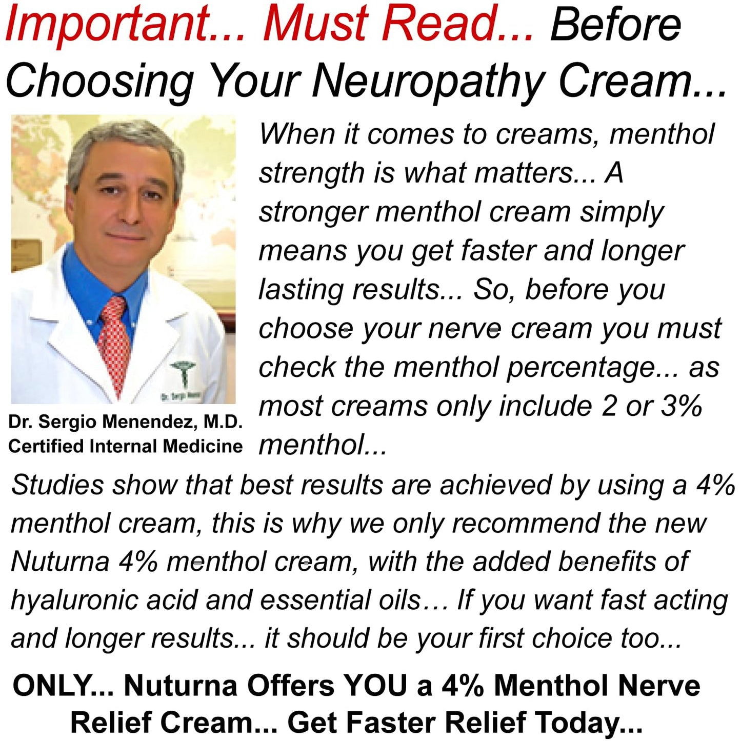 Neuropathy Nerve Relief Cream - Premium Nerve Cream 3X Action for Targeted Relief and Soothing Nerve Comfort - Maximum Strength with 4% Menthol, MSM for Feet Hands Legs Toes & Back - Extra Large 6 Oz NuturnaBuy Supplements Australia
