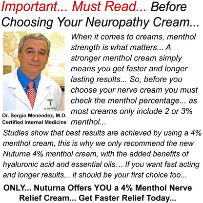 Neuropathy Nerve Relief Cream - Premium Nerve Cream 3X Action for Targeted Relief and Soothing Nerve Comfort - Maximum Strength with 4% Menthol, MSM for Feet Hands Legs Toes & Back - Extra Large 6 Oz NuturnaBuy Supplements Australia
