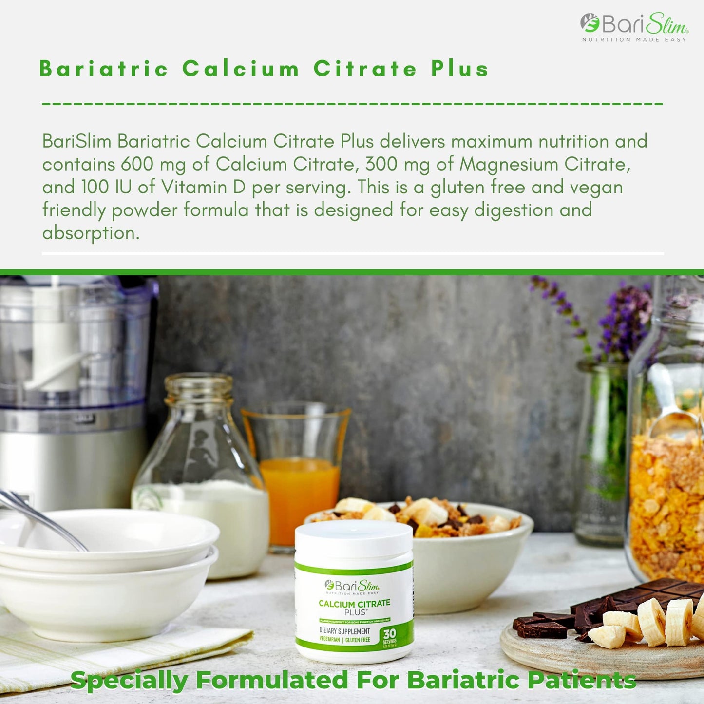 BariSlim Bariatric Calcium Citrate Plus Powder - Formulated for Patients After Weight Loss BariSlimBuy Supplements Australia