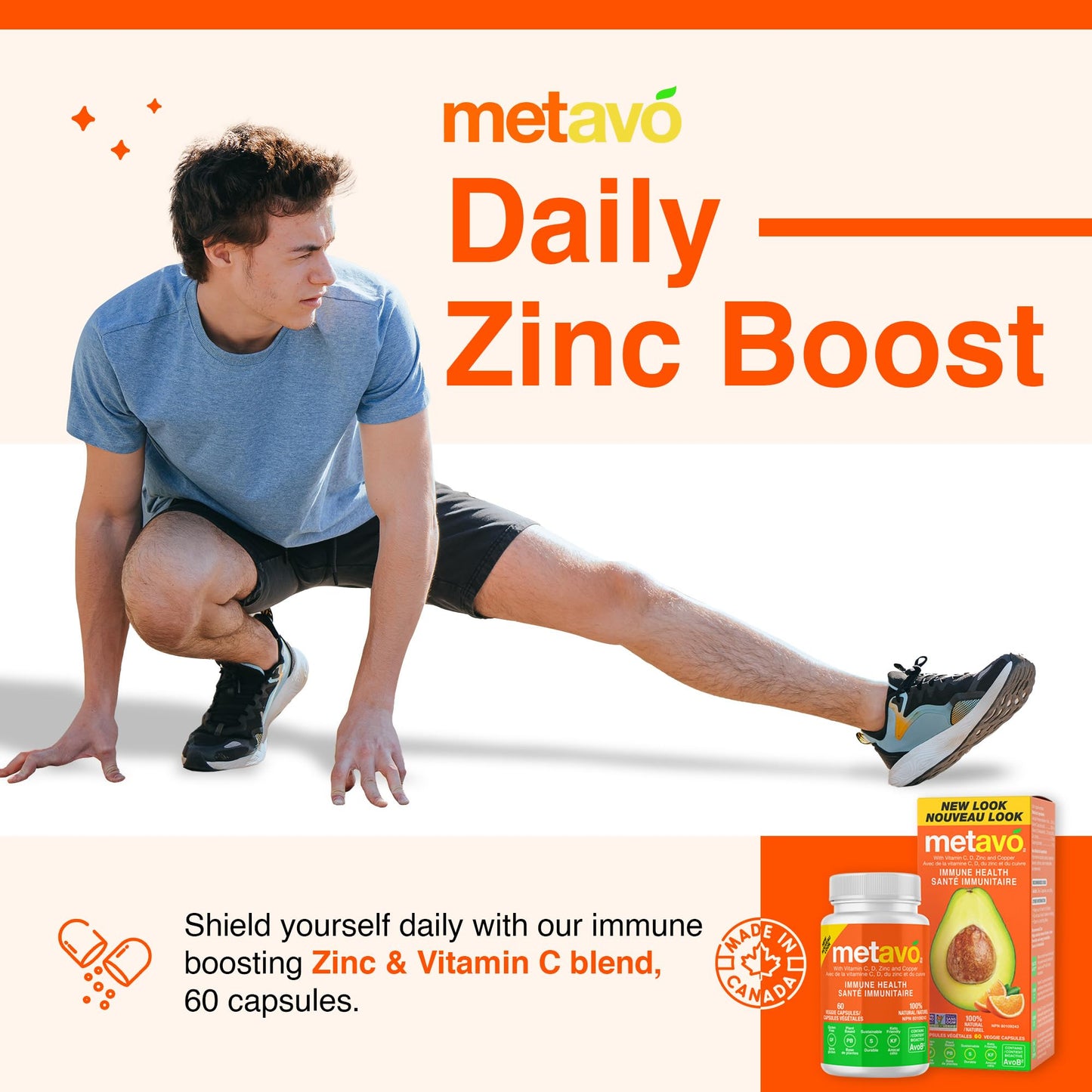 Metavo Immune Health - Natural Immune Support Supplement, Essential Zinc Supplements for Men & Women Enriched with Vitamin C, D & Copper, 60 Vegan Capsules, 30 Servings MetavoBuy Supplements Australia