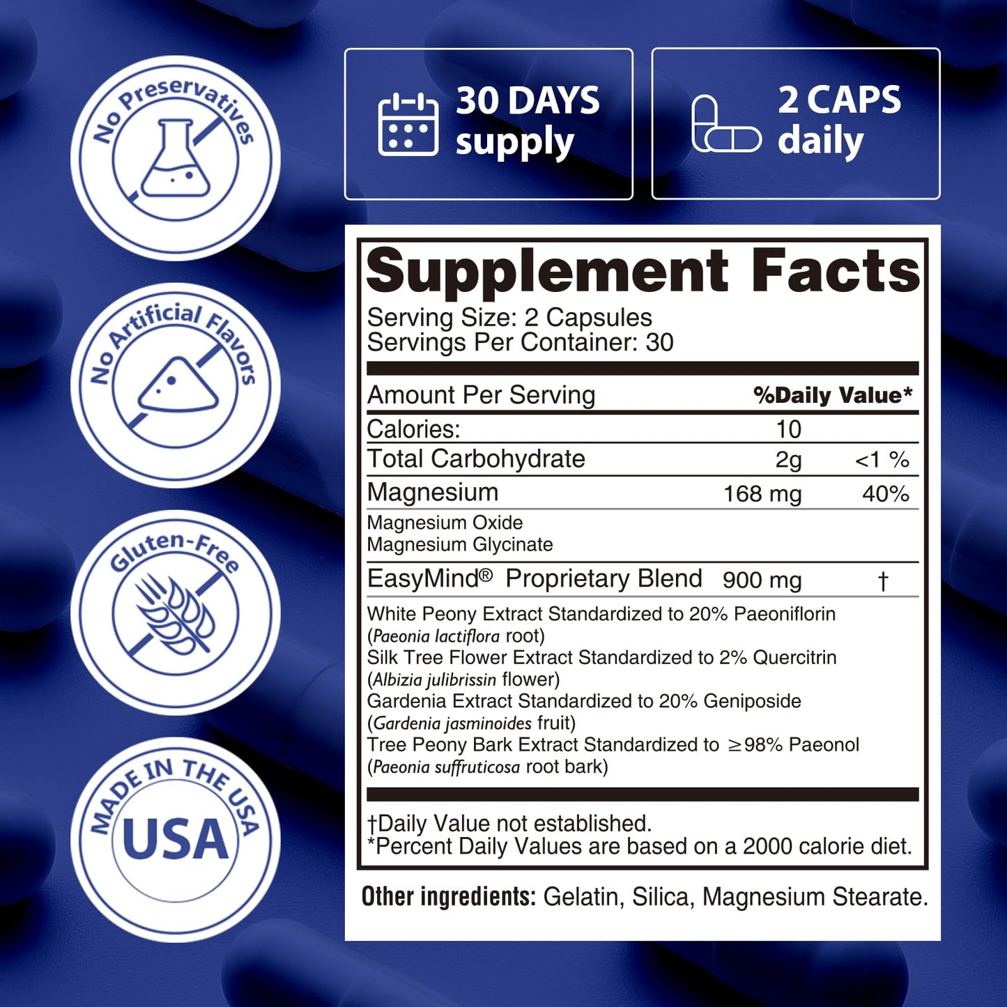 PureBotan Magnesium Oxide and Glycinate Extra Strength, Natural Sleep Aid Supplement EasyMind, High Absorption, Restful Sleep & Relaxation, Cortisol Lower, Natural-Gentle, Melatonin Free, 60 Capsules PureBotanBuy Supplements Australia