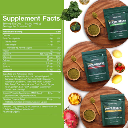 Paleovalley Organic Supergreens Powder - 23 Superfoods with Prebiotic Fiber for Energy and Immunity Support - No Cereal Grasses for Maximum Absorption - Pure Unflavored, 30 Servings PaleovalleyBuy Supplements Australia