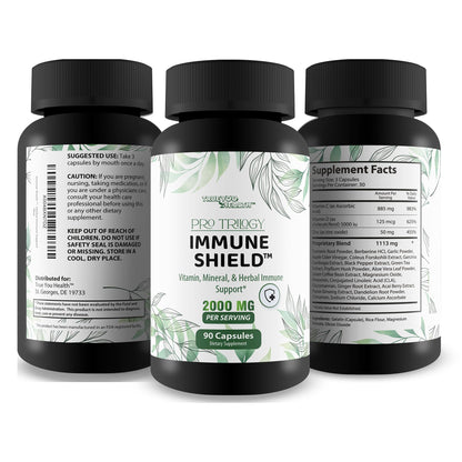 Pro Trilogy Immune Shield - Our Best Immune Support Supplement - Immune Support Capsules - Immune Boost Pills - Our Best Immune Pills Nature Vitamin D Zinc C Best Immune Support Vitamins True You HealthBuy Supplements Australia