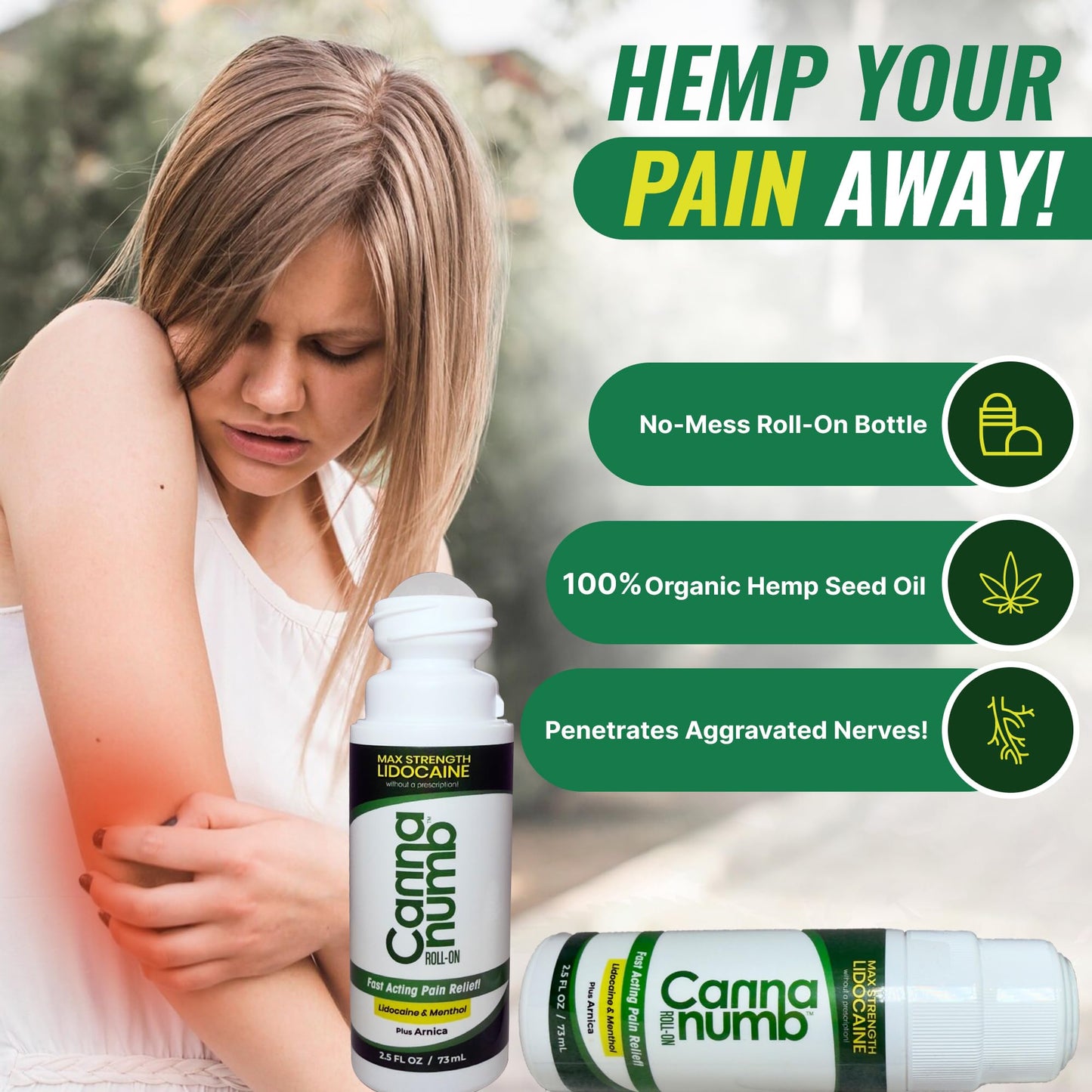 Cannanumb Pain Relief Roll On with Lidocaine, Fast Acting Pain Relief with Arnica + Boswellia + Menthol - 2.5oz CannanumbBuy Supplements Australia