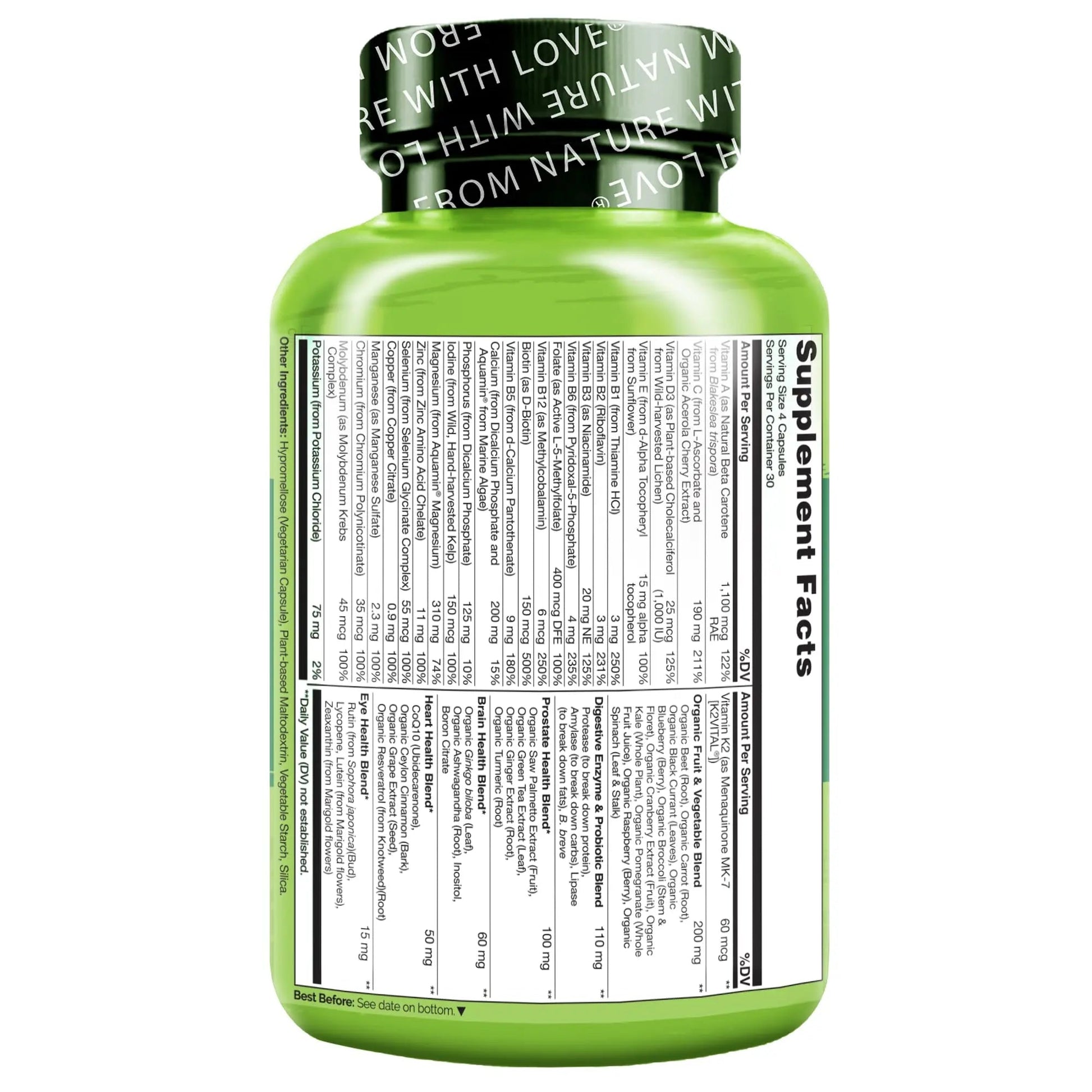 NATURELO Whole Food Multivitamin for Men 50+ - with Vitamins, Minerals, Organic Herbal Extracts - Vegan Vegetarian NATURELOBuy Supplements Australia